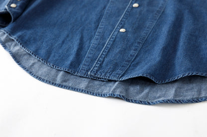 SARTO / LIGHT SELVAGE DENIM WING COLLAR SHIRT - WASHED INDIGO
