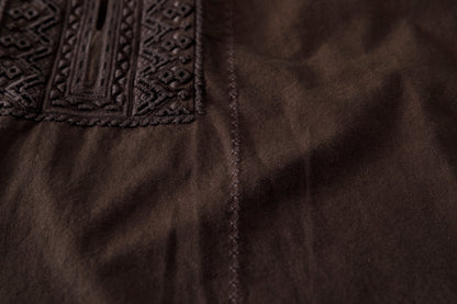 SARTO / COTTON CHANMBRAY EMBROIGERY SHIRT - DARK BROWN