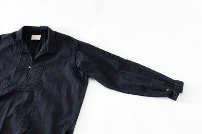 SARTO / COTTON CHANMBRAY EMBROIGERY SHIRT - BLACK