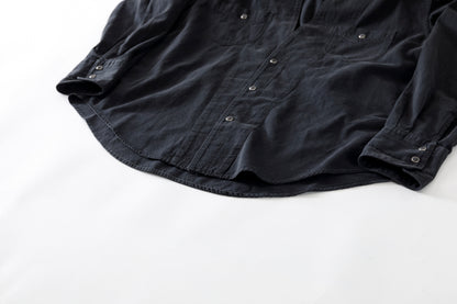 SARTO / LIGHT SELVAGE DENIM WING COLLAR SHIRT - WASHED BLACK