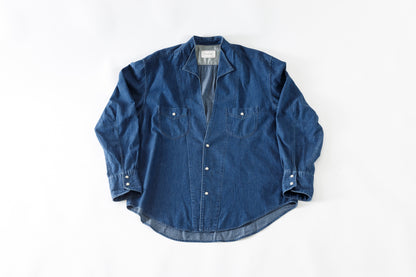 SARTO / LIGHT SELVAGE DENIM WING COLLAR SHIRT - WASHED INDIGO