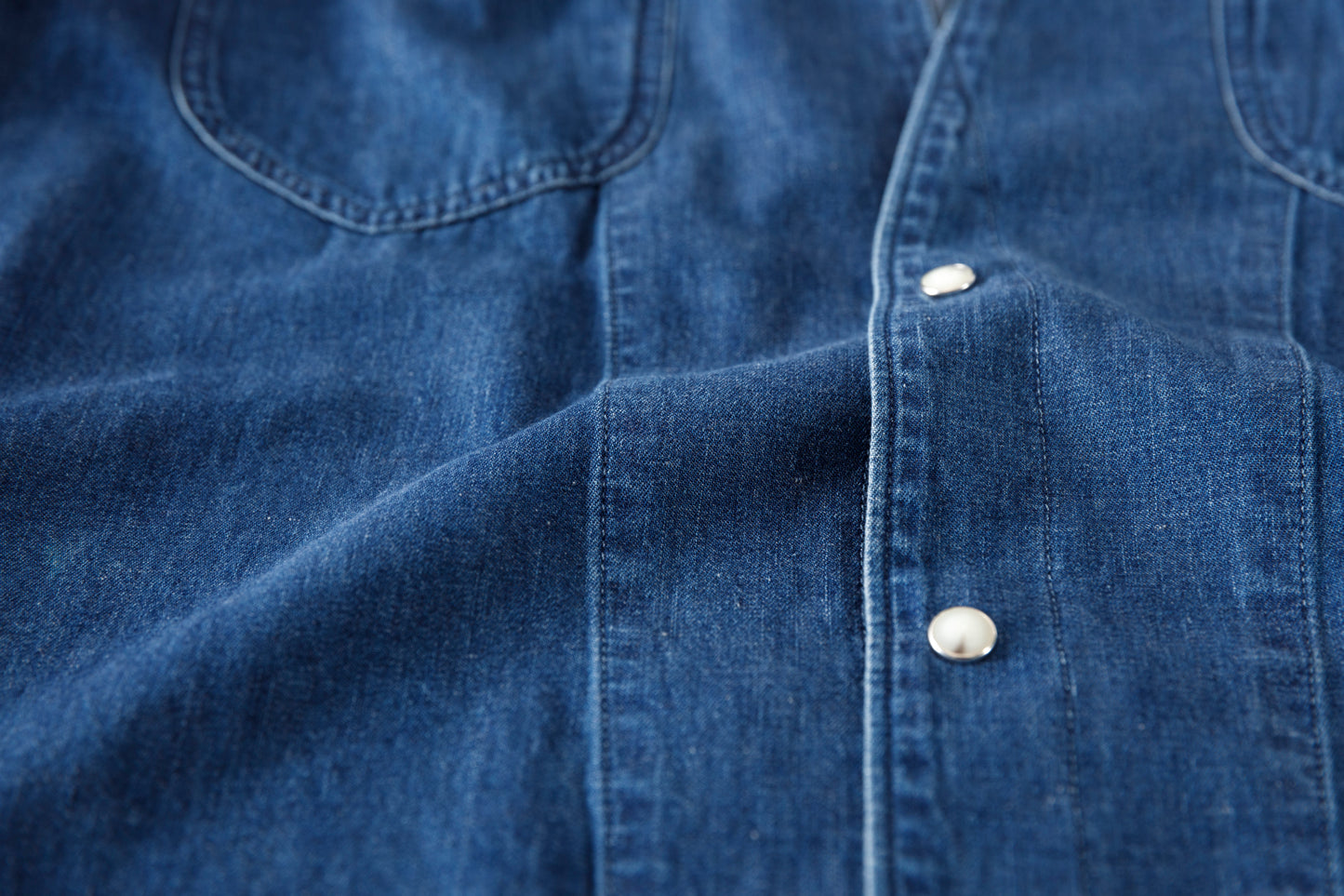SARTO / LIGHT SELVAGE DENIM WING COLLAR SHIRT - WASHED INDIGO