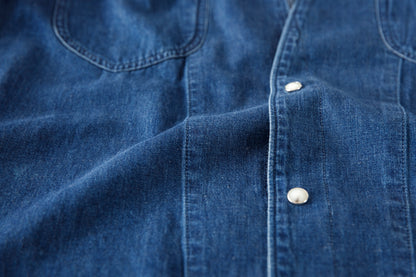 SARTO / LIGHT SELVAGE DENIM WING COLLAR SHIRT - WASHED INDIGO