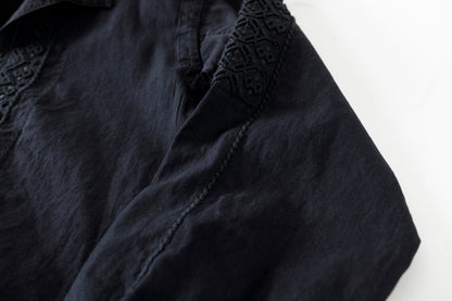 SARTO / COTTON CHANMBRAY EMBROIGERY SHIRT - BLACK