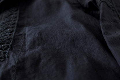 SARTO / COTTON CHANMBRAY EMBROIGERY SHIRT - BLACK
