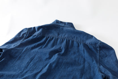 SARTO / LIGHT SELVAGE DENIM WING COLLAR SHIRT - WASHED INDIGO