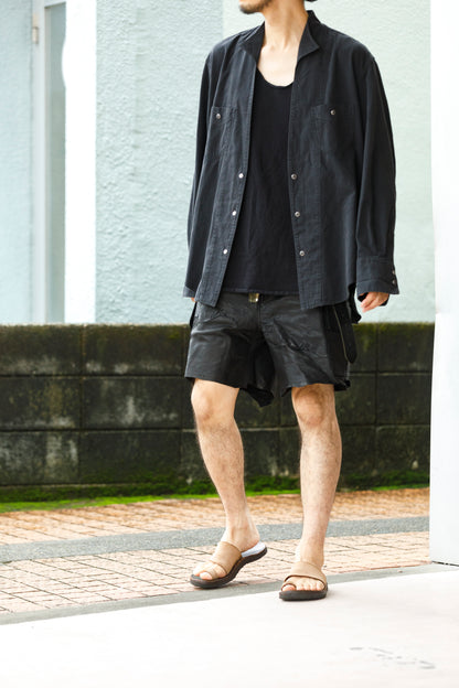 SARTO / LIGHT SELVAGE DENIM WING COLLAR SHIRT - WASHED BLACK
