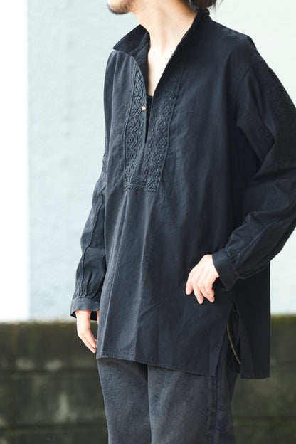 SARTO / COTTON CHANMBRAY EMBROIGERY SHIRT - BLACK