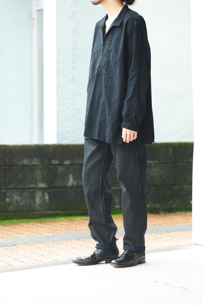 SARTO / COTTON CHANMBRAY EMBROIGERY SHIRT - BLACK