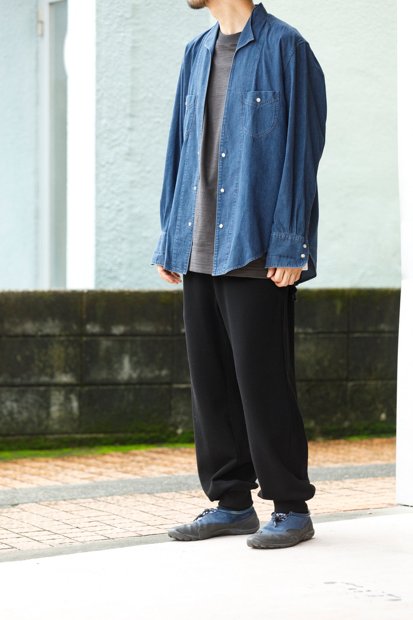 SARTO / LIGHT SELVAGE DENIM WING COLLAR SHIRT - WASHED INDIGO