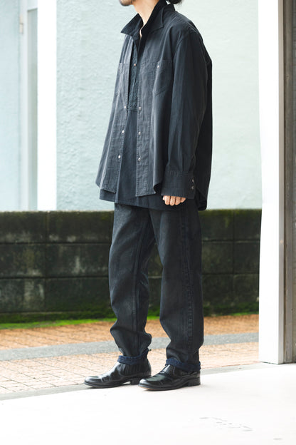SARTO / COTTON CHANMBRAY EMBROIGERY SHIRT - BLACK