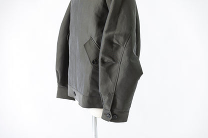 山内 / 26221 シルクコットンクロス・ジップジャケット - KHAKI