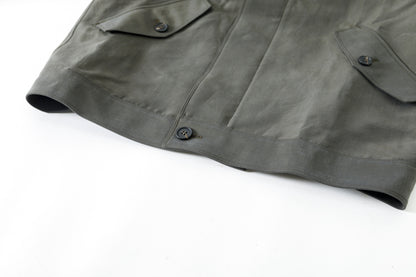 山内 / 26221 シルクコットンクロス・ジップジャケット - KHAKI
