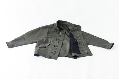山内 / 26221 シルクコットンクロス・ジップジャケット - KHAKI
