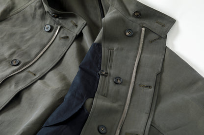 山内 / 26221 シルクコットンクロス・ジップジャケット - KHAKI