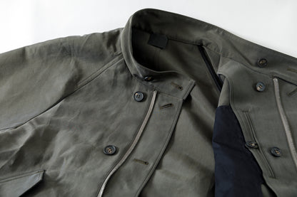 山内 / 26221 シルクコットンクロス・ジップジャケット - KHAKI