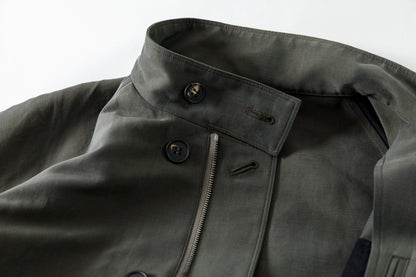山内 / 26221 シルクコットンクロス・ジップジャケット - KHAKI