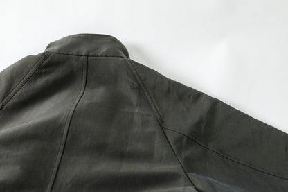 山内 / 26221 シルクコットンクロス・ジップジャケット - KHAKI