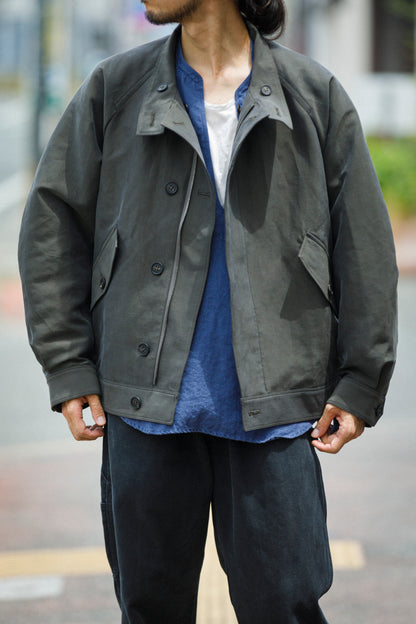 山内 / 26221 シルクコットンクロス・ジップジャケット - KHAKI