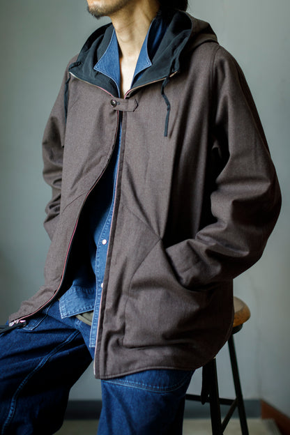 SARTO / WOOL LINING MOUNTAIN PARKA - BLACK × BROWN