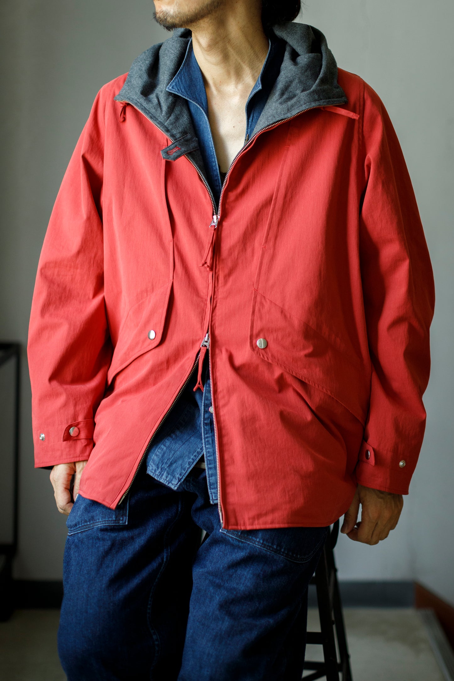 SARTO / WOOL LINING MOUNTAIN PARKA - RED × M.GREY