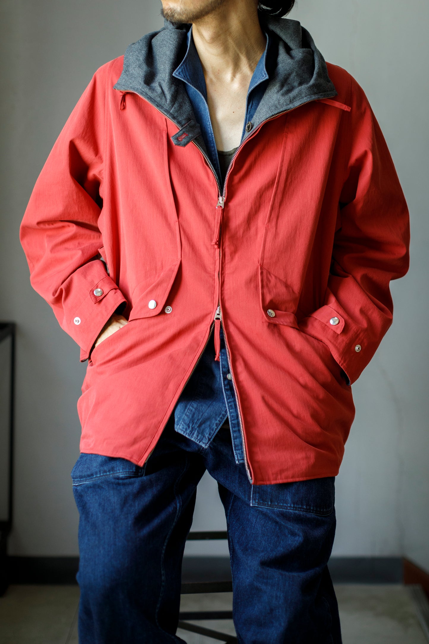 SARTO / WOOL LINING MOUNTAIN PARKA - RED × M.GREY