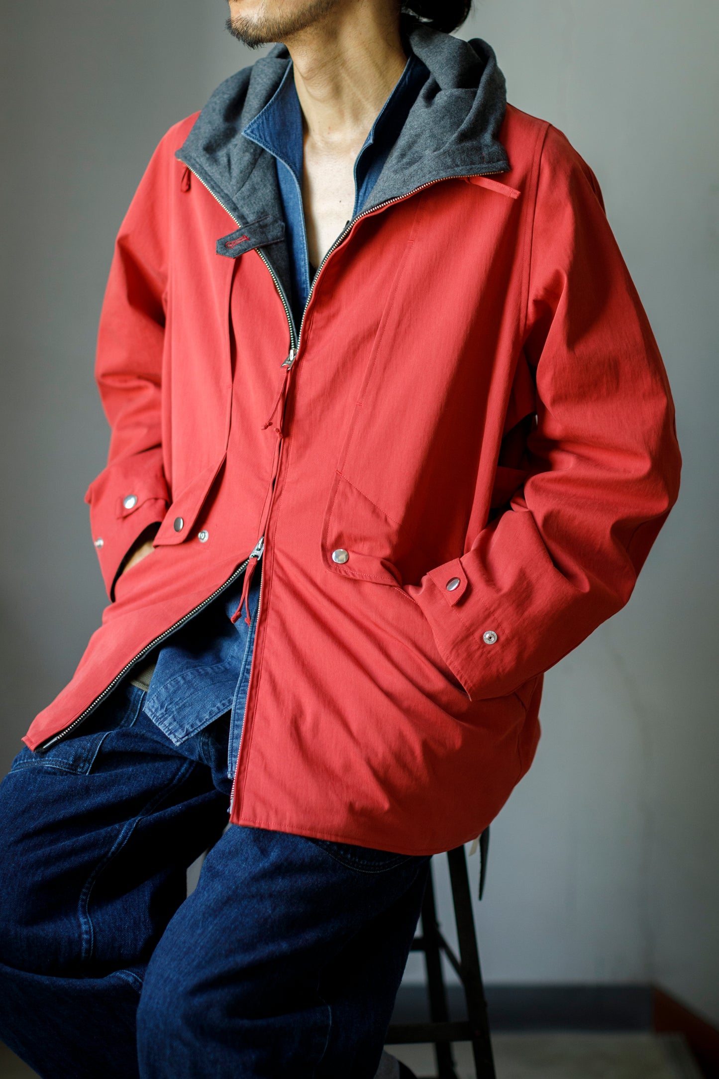 SARTO / WOOL LINING MOUNTAIN PARKA - RED × M.GREY