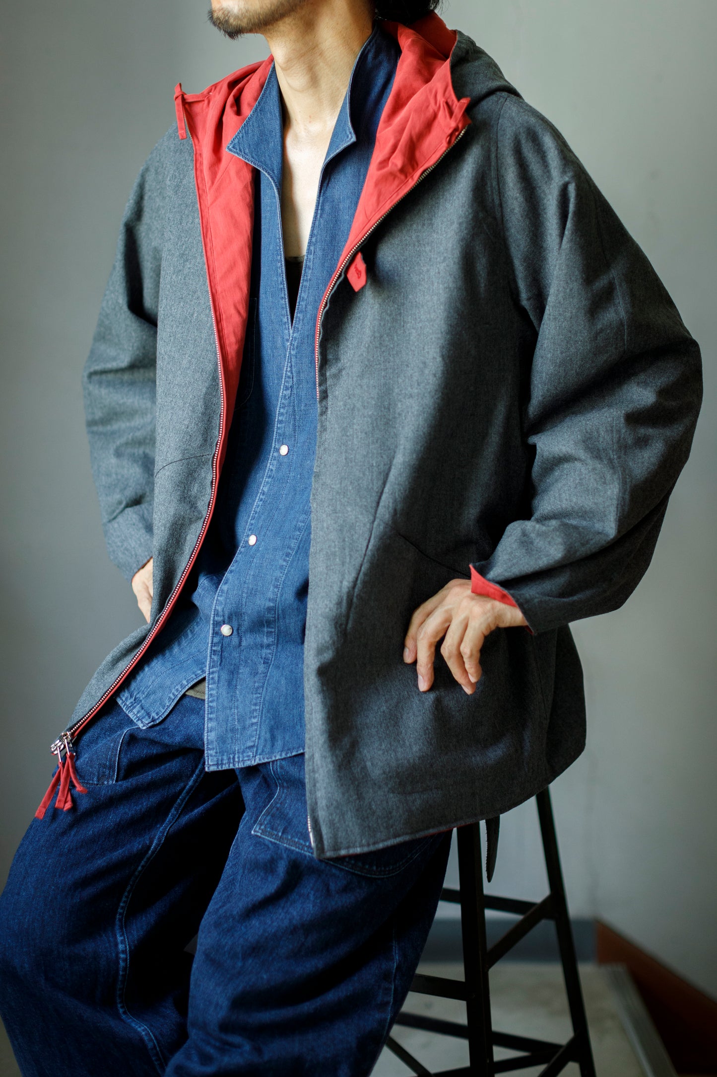 SARTO / WOOL LINING MOUNTAIN PARKA - RED × M.GREY