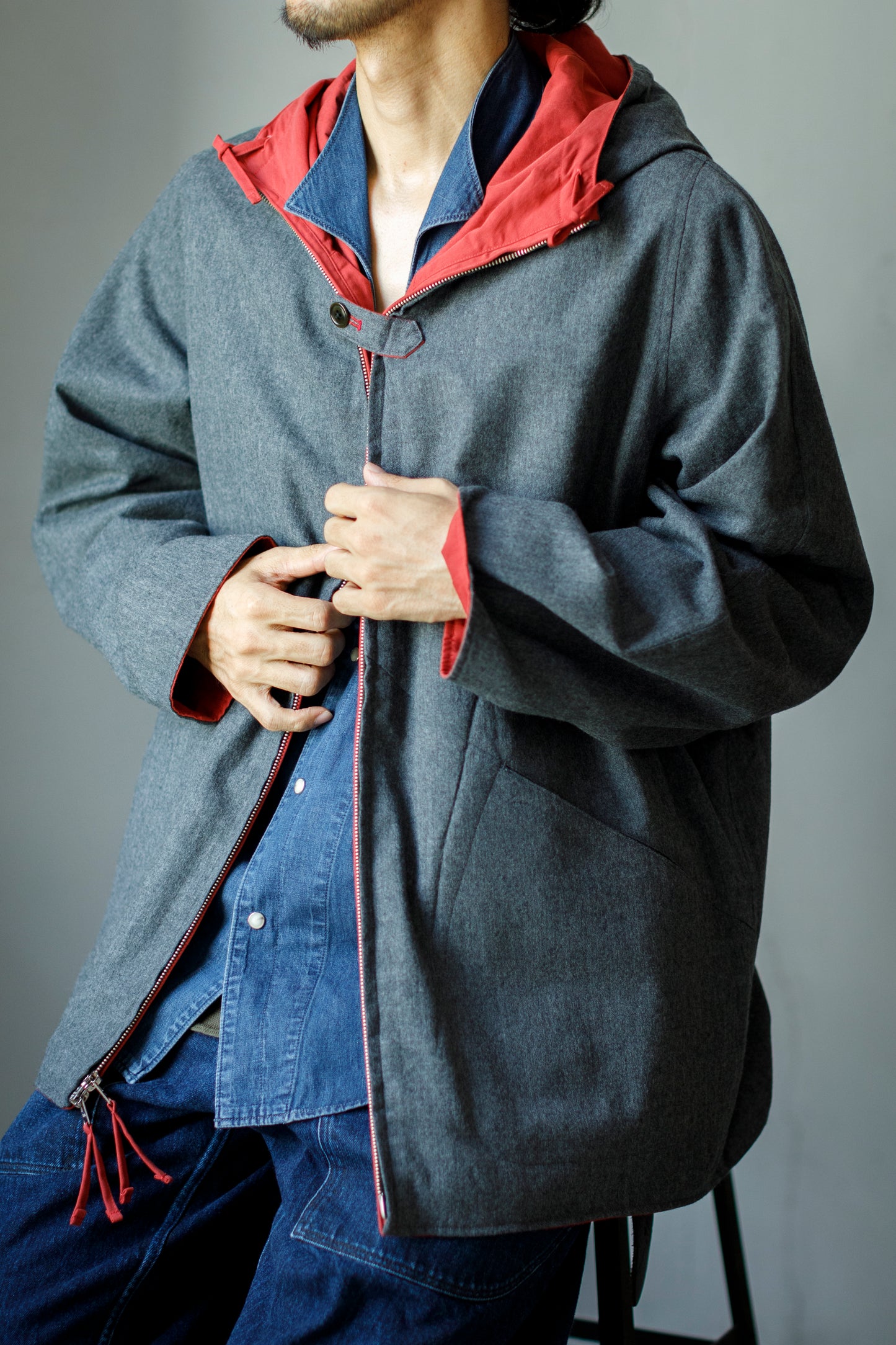 SARTO / WOOL LINING MOUNTAIN PARKA - RED × M.GREY