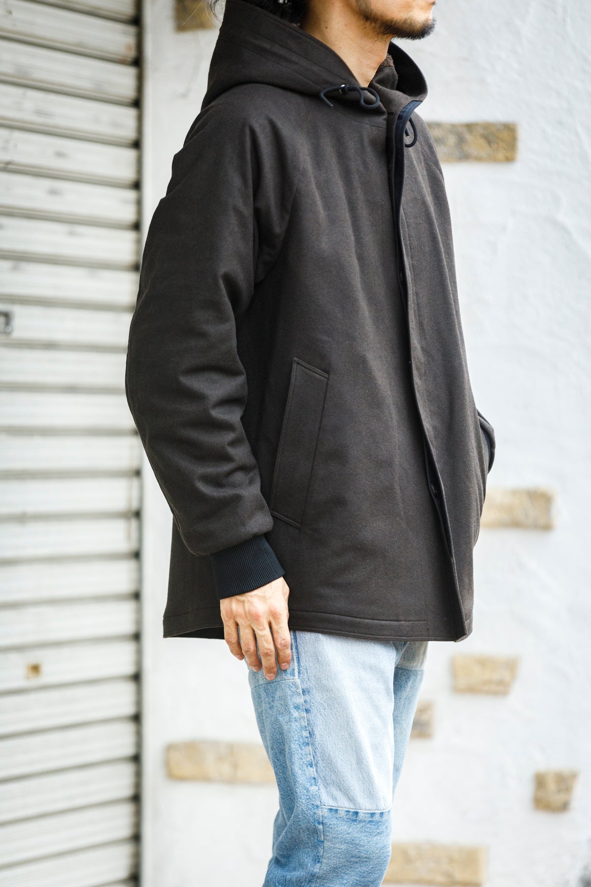 山内 yc13-262-doro / 限界濃度泥染め・3way ・ドッキングミリタリーコート