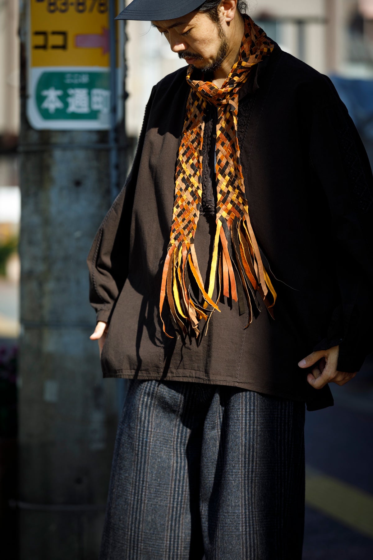 GOODKARMA DEVELOPMENT / Leather Stole “CASTRO” - Brown