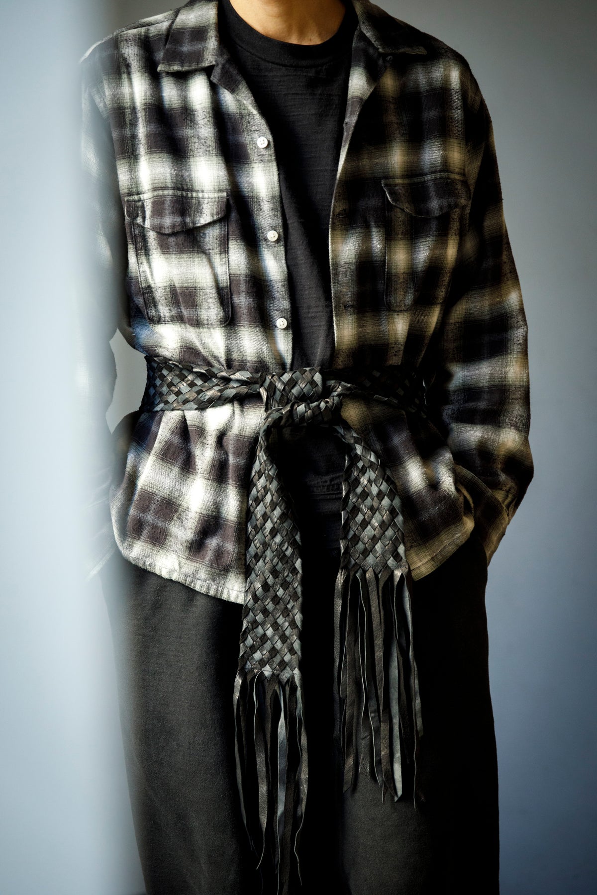 GOODKARMA DEVELOPMENT / Leather Stole “CASTRO” - Black