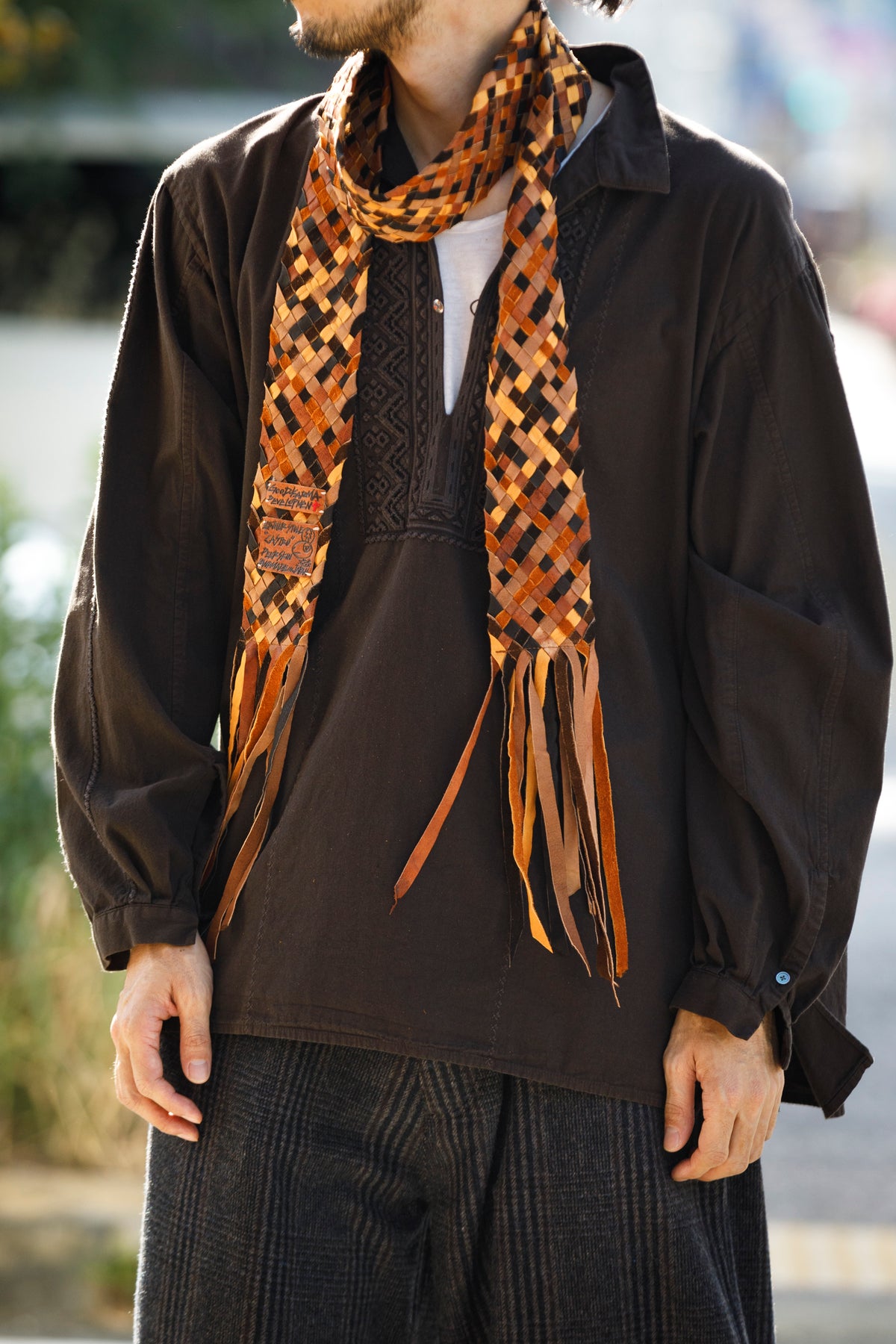 GOODKARMA DEVELOPMENT / Leather Stole “CASTRO” - Brown