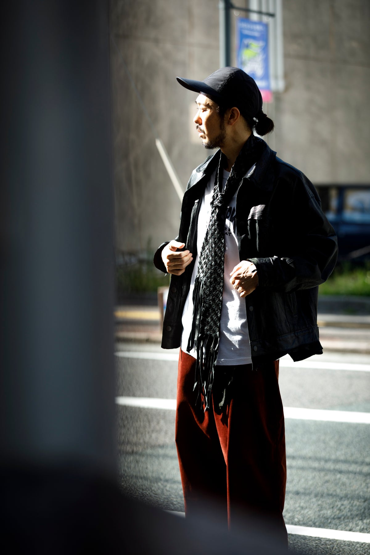 GOODKARMA DEVELOPMENT / Leather Stole “CASTRO” - Black
