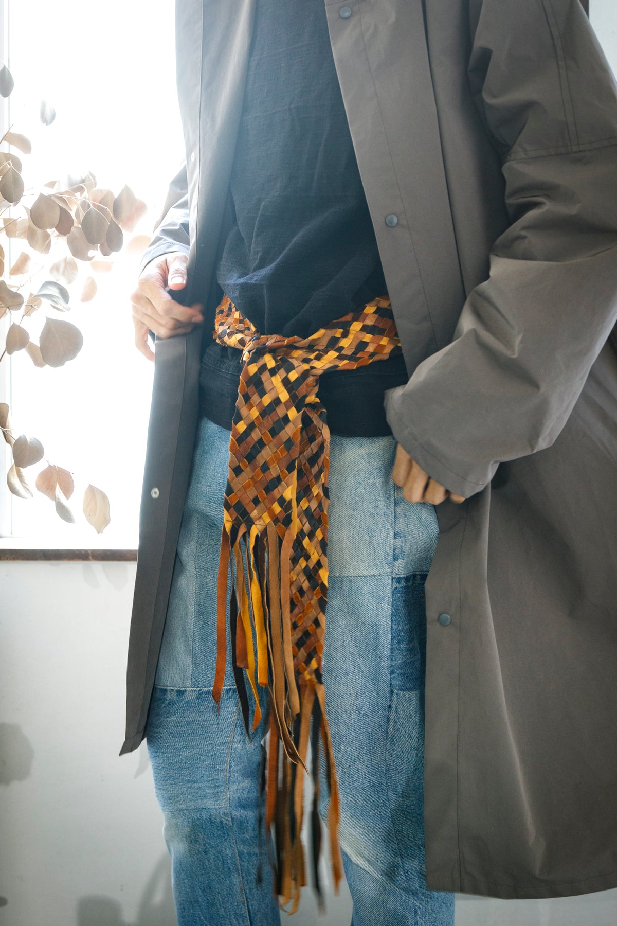 GOODKARMA DEVELOPMENT / Leather Stole “CASTRO” - Brown