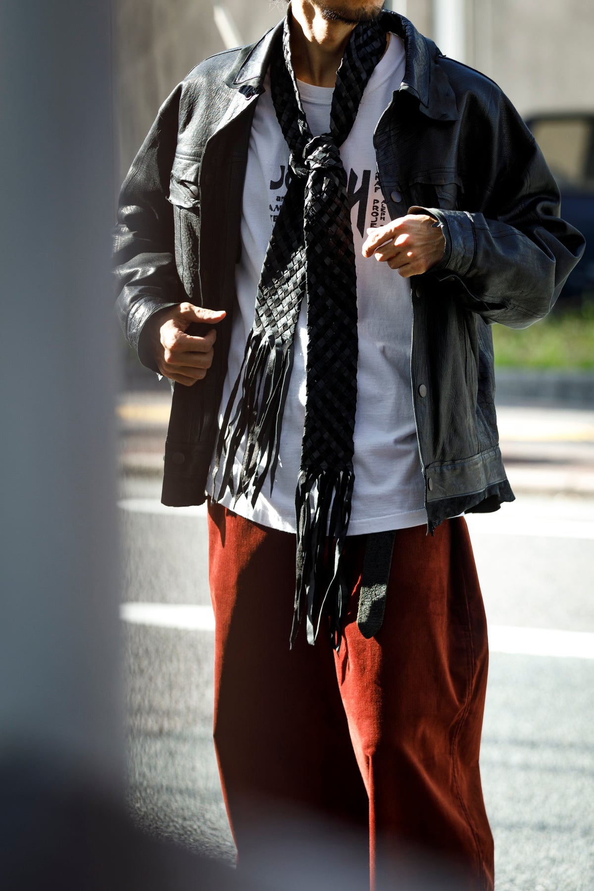 GOODKARMA DEVELOPMENT / Leather Stole “CASTRO” - Black