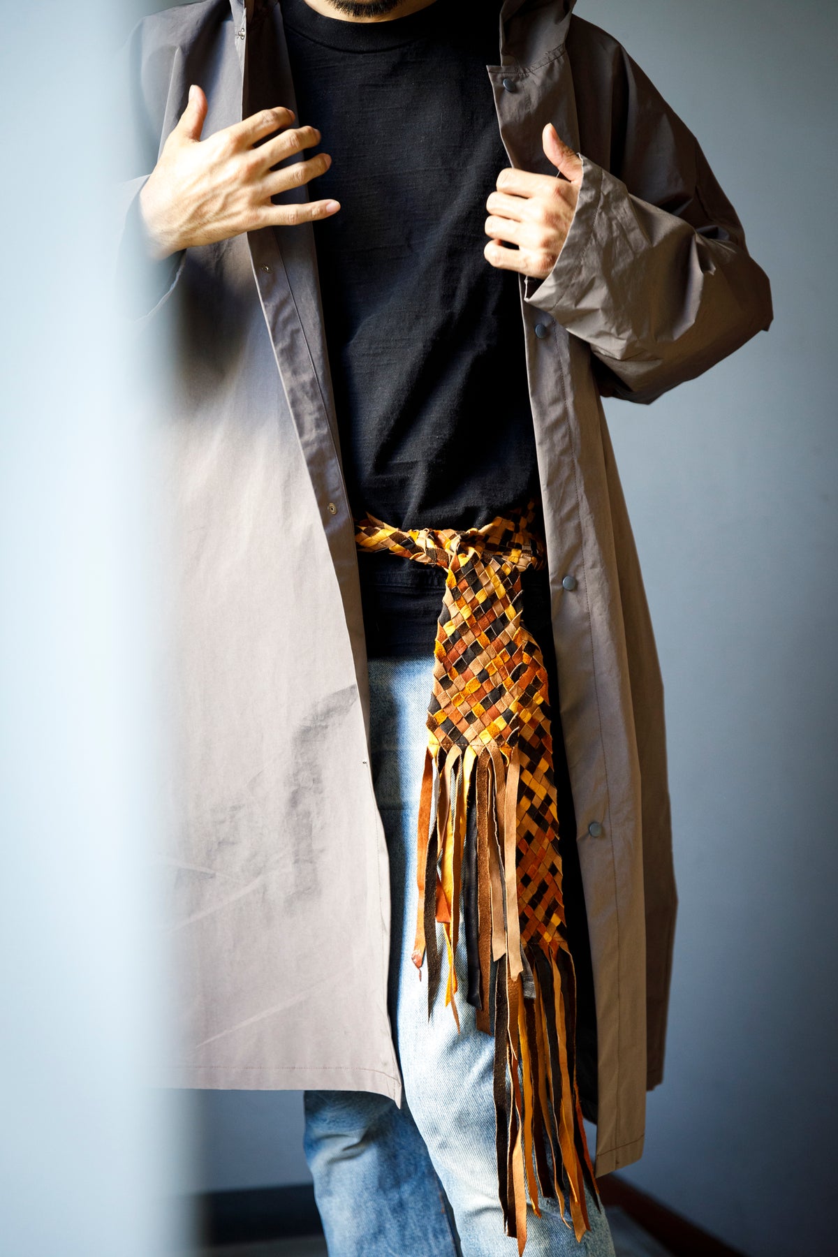 GOODKARMA DEVELOPMENT / Leather Stole “CASTRO” - Brown