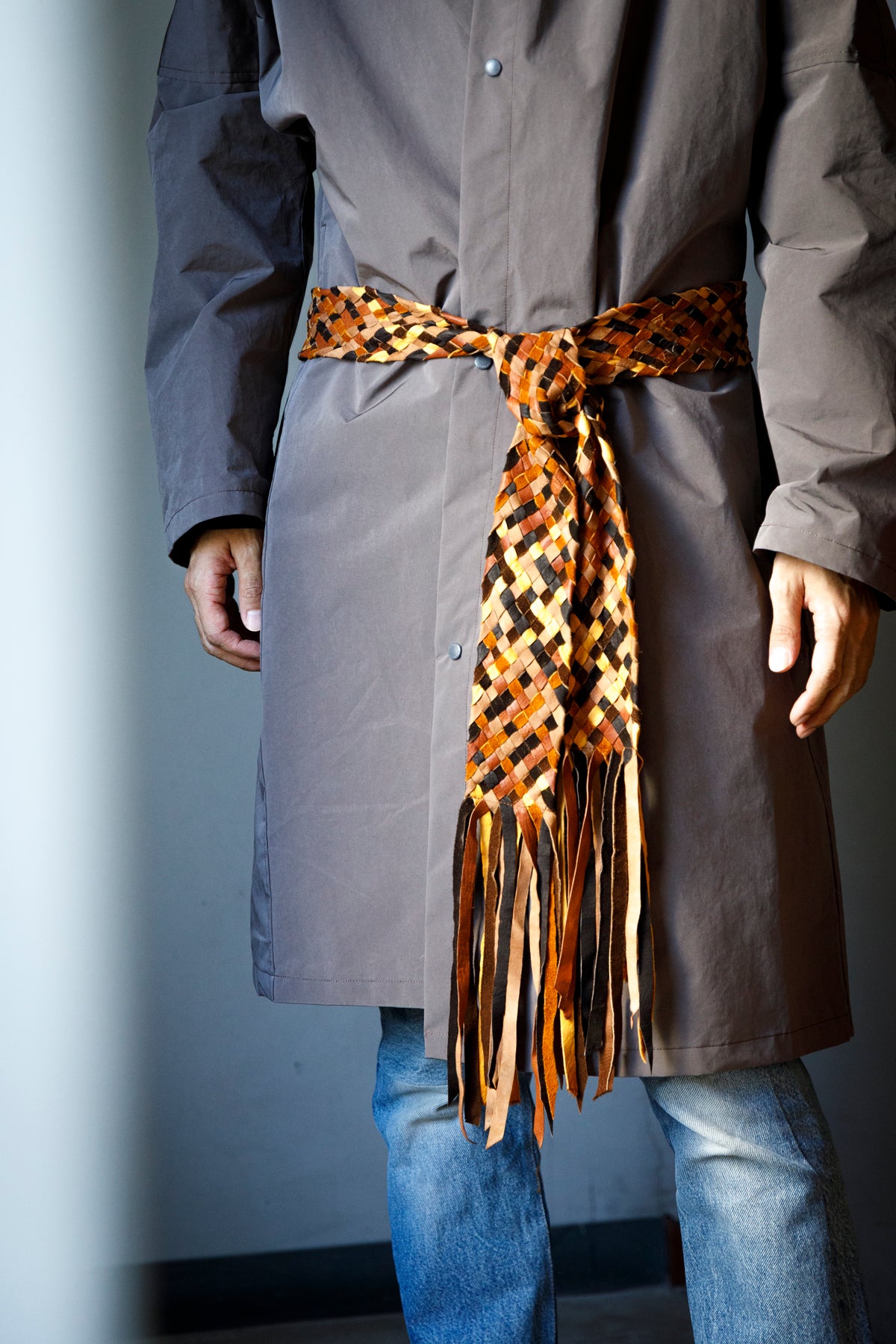 GOODKARMA DEVELOPMENT / Leather Stole “CASTRO” - Brown