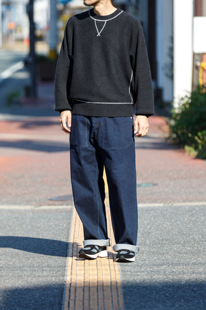 NULABEL /  522-701 URUSHI COATED DENIM TROUSERS - COAL BLACK