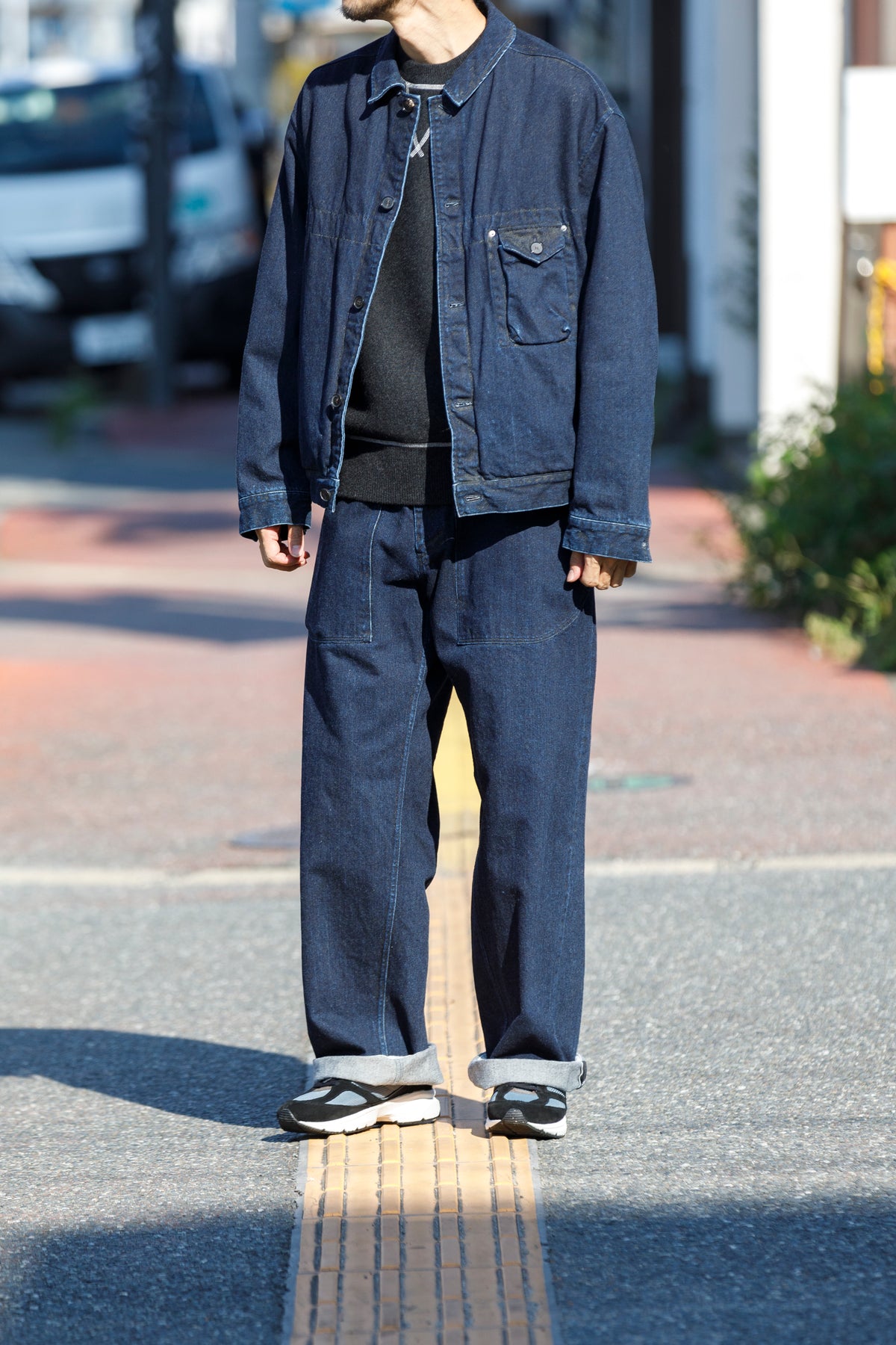 NULABEL / 522-204 URUSHI COATED DENIM TRUCKER JACKET - COAL BLACK