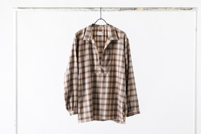 SARTO / WOOL OMBRE CHECK TUCKED SKIPPER SHIRT - IVORY × BROWN