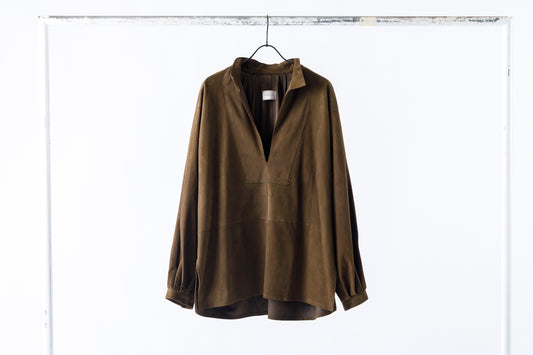 SARTO / SKIPPER PULL OVER (GOAT SUEDE LEATHER) - DARK BROWN