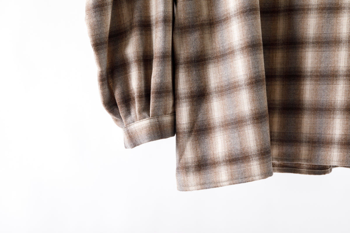 SARTO / WOOL OMBRE CHECK TUCKED SKIPPER SHIRT - IVORY × BROWN