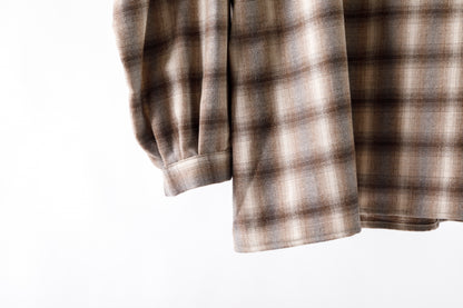 SARTO / WOOL OMBRE CHECK TUCKED SKIPPER SHIRT - IVORY × BROWN