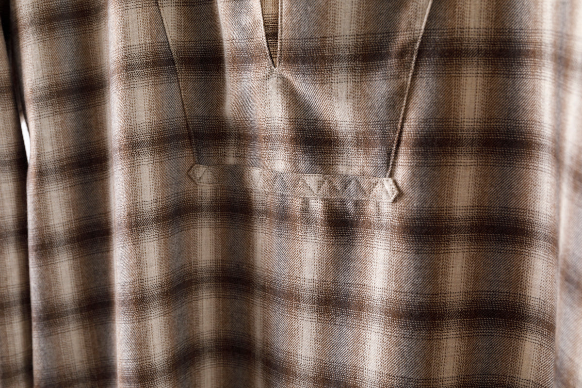 SARTO / WOOL OMBRE CHECK TUCKED SKIPPER SHIRT - IVORY × BROWN