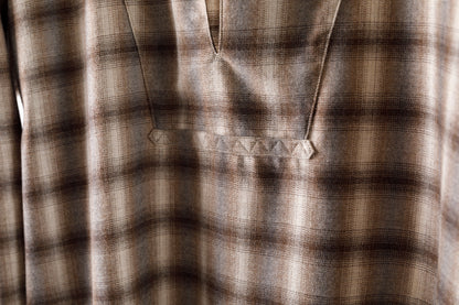 SARTO / WOOL OMBRE CHECK TUCKED SKIPPER SHIRT - IVORY × BROWN