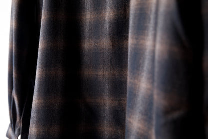 SARTO / WOOL OMBRE CHECK TUCKED SKIPPER SHIRT - BLACK × DARK BROWN