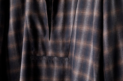 SARTO / WOOL OMBRE CHECK TUCKED SKIPPER SHIRT - BLACK × DARK BROWN