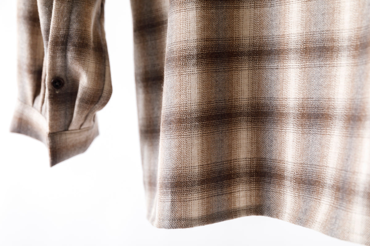 SARTO / WOOL OMBRE CHECK TUCKED SKIPPER SHIRT - IVORY × BROWN