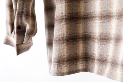 SARTO / WOOL OMBRE CHECK TUCKED SKIPPER SHIRT - IVORY × BROWN